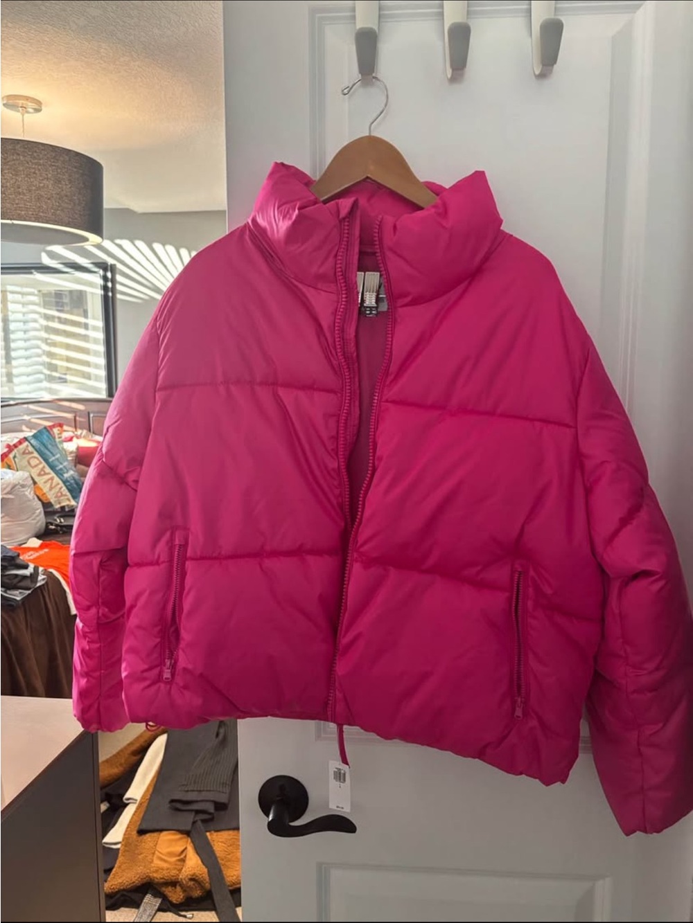 Women's Hot Pink Puffer Jacket